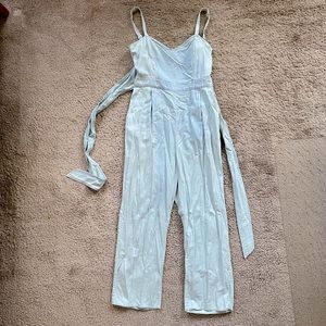 Denim jumper romper - tie back